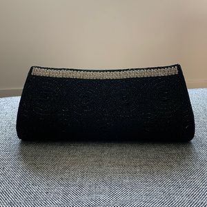 Black beaded clutch / evening bag